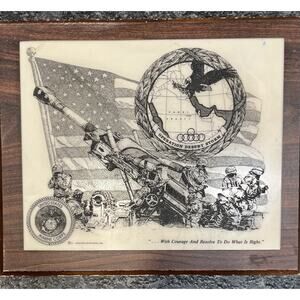 1991 John Wills Studio Operation Desert Storm US Marine Corps Marble Wall Plaque